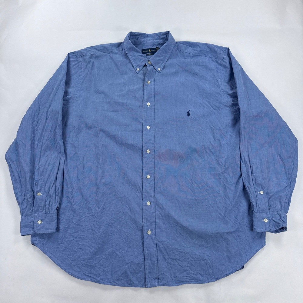 Ralph Lauren Mens Shirt 2XB Blue Classic Fit Button Down Preppy Casual